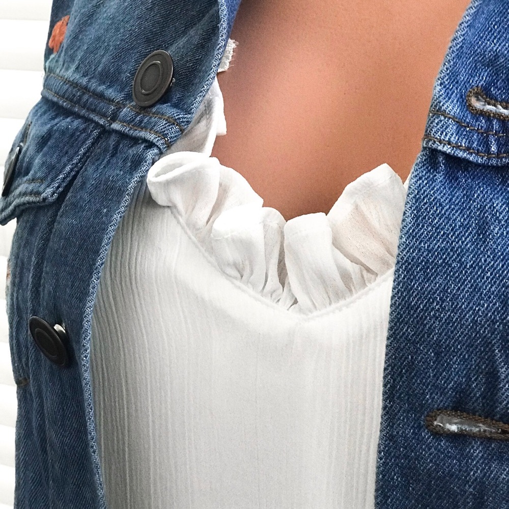 NEW! Ruffle Neckline Tank Top | White - Picture 6 of 6